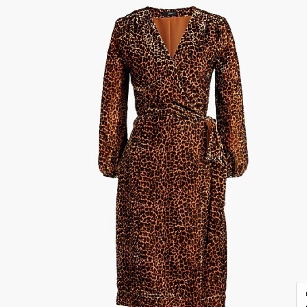J. Crew Velvet Leopard Wrap Dress 0